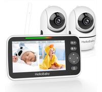 HelloBaby Baby Monitor with 2 Cameras and Night Vision, 5'' Split Screen with 26-Hour Battery, 2 Cameras Pan-Tilt-Zoom Video Baby Monitors