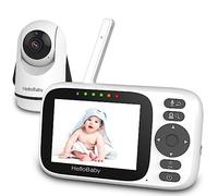 HelloBaby Baby Monitor with Camera and Audio, Video Baby Monitors Night Vision, Pan 320°& Tilt 120° Without WiFi, 3.2’‘ IPS Display 2-Way Talk, ECO Mode, 1000ft, 8 Lullabies and 8 Languages (HB6339)