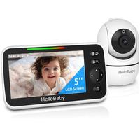 HelloBaby Baby Monitor with Camera and Night Vision, 5''Display with 30-Hour Battery, Pan-Tilt-Zoom Video Baby Monitor No WiFi, 2-Way Talk, Temperature, 8 Lullabies and 1000ft Range