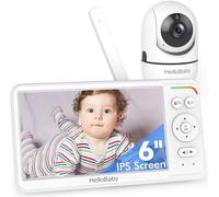 HelloBaby Baby Monitor with Camera and Night Vision, World First 6" Split Screen 30-Hrs Battery, 1000ft, No WiFi, Remote Pan/Tilt/Zoom Camera, VOX ECO, 2-Way Talk, Portable Screen for Travel
