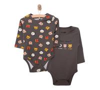 HelloBaby Boy 2-Pack Long Sleeve Bodysuit - Dark Grey