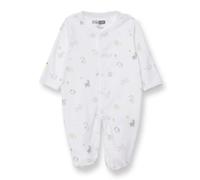 HelloBaby Boys Footed Romper Animal with Poppers Crew Neck Long Leg Long Sleeve - White Printed