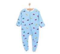 HelloBaby Boys Footed Romper Vehicles Zip-up Crew Neck Long Leg Long Sleeve - Blue