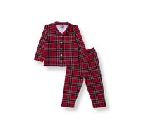 HelloBaby Boys Long Sleeve Pyjamas Set Plaid with Buttons Christmas Peter-Pan Collar Long Leg Long S - Red