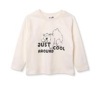 HelloBaby Boys Long Sleeve T-shirt Bear Print Cool Boy Crew Neck Long Sleeve - Ecru