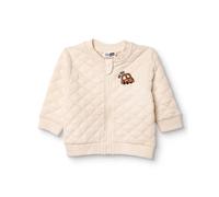 HelloBaby Boys Quilted Cardigan Zip Fastening Little Car Mandarin Collar Long Sleeve - Ecru