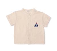 HelloBaby Boys Shirt Nautical Print Buttoned Little Sailor Mandarin Collar Long Sleeve - Beige