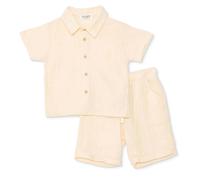 HelloBaby Boys Shirt & Shorts Set Buttoned Little Sailor Shirt Collar Above the Knee Short Sleeve - Ecru
