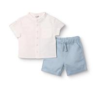 HelloBaby Boys Shirt & Shorts Set Buttoned Smart Line Mandarin Collar Above the Knee Short Sleeve - White