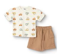HelloBaby Boys T-shirt & Shorts Set Vehicle Print Little Car Crew Neck Short Length Short Sleeve - Ecru Printed