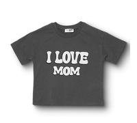 HelloBaby Boys T-shirt Slogan I Love Mom Crew Neck Short Sleeve - Grey