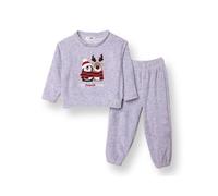 HelloBaby Boys Velvet Pyjama Set Animal with Poppers Christmas Crew Neck Long Leg Long Sleeve - Grey