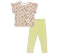 HelloBaby Girls Blouse-Leggings Flower Pastel Dreams Crew Neck Long Leg Short Sleeve - Ecru Printed