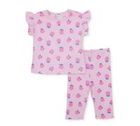 HelloBaby Girls Blouse & Leggings Set Floral Print Ditsy Flower Crew Neck Full Length Short Sleeve - Pink Printed