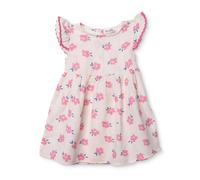 HelloBaby Girls Dress Floral Print Ditsy Flower Crew Neck Short Sleeve - Ecru Printed