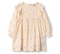 HelloBaby Girls Dress Polka Dot Print Pastel Dreams Crew Neck Long Sleeve - Ecru Printed