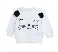 HelloBaby Girls Sweatshirt Animal Print Snap Fastening Crew Neck Long Sleeve - Ecru