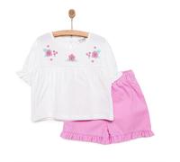 HelloBaby Little Blooms Girl T-shirt & Short - Ecru