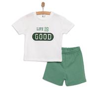 HelloBaby Motto Boy T-shirt & Short - White