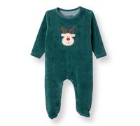 HelloBaby My First Christmas Newborn Unisex Velvet Footed Jumpsuit - Green