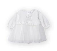 HelloBaby Newborn Girls' Dress | Ecru Long Sleeve Outfit with Crew Neck | Soft Cotton & Polyester Blend for Sensitive Skin (UK, Age, 0 Months, 3 Months, Ecru)