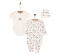 HelloBaby Newborn Unisex Baby Footed Jumpsuit - Body -Hat - Ecru