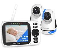 HelloBaby No WiFi Baby Monitor 2 Cameras and Night Vision, 3.2" IPS Screen