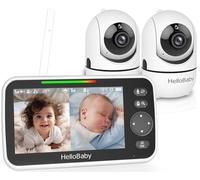 HelloBaby No Wifi Baby Monitor 2 Cameras and Night Vision, 5" Split Screen