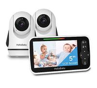 HelloBaby Video Baby Monitor with 2 Cameras and 5 Inch Split Screen Display, Remote Control Cameras with Night Vision and Temprature Monitoring