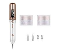 HelloCreate Portable Handheld Electric Freckle Wart Mole Removal Device Dark Spot Remover Golden,with 20 Thin needles 2 Thick needles+2 Needle cap