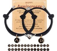 Hellodiy Matching Bracelets for Couples, Pinky Promise Bracelet with A-Z Pendant Letters and Numbers, Gift for Boyfriend Girlfriend Best Friend with Cute Heart Matching Bracelet (Style 23),Happy