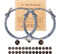 Hellodiy Matching Bracelets for Couples, Pinky Promise Bracelet with A-Z Pendant Letters, Gift for Boyfriend Girlfriend Best Friend with Cute Heart Matching Bracelet, To My Boyfriend, Nylon, black