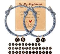 Hellodiy Matching Bracelets for Couples, Pinky Promise Bracelet with A-Z Pendant Letters, Gift for Boyfriend Girlfriend Best Friend with Cute Heart Matching Bracelet, Pinky Promise, Nylon, black