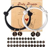 Hellodiy Matching Bracelets for Couples, Pinky Promise Bracelet with A-Z Pendant Letters, Gift for Boyfriend Girlfriend Best Friend with Cute Heart Matching Bracelet, To My Boyfriend, Nylon, black