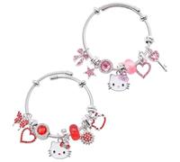 Hellokitty Bracelet for Girls, Hellokitty 2PCS Pendant Bracelet Pendant Adjustable Jewellery Charm Bracelet Fashion Jewellery for Daughter Sisters Friends Birthday Wedding Christmas