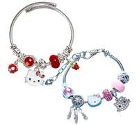 Hellokitty Bracelet for Girls, Hellokitty 2PCS Pendant Bracelet Pendant Adjustable Jewellery Charm Bracelet Fashion Jewellery for Daughter Sisters Friends Birthday Wedding Christmas(17cm)