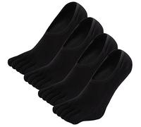 Hellomamma No Show Running Toe Socks Mens Liner Loafers Five Finger Sox Invisible Low Cut Boat Ankle Sock 4/5 Pairs, Multicoloured 2, 9-13 UK