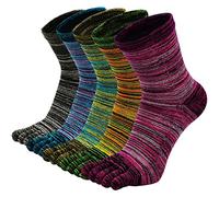 Hellomamma Toe Socks Mens Five Finger Striped Sock Running Athletic Cotton Ankle Sox 5 Pairs, Multicoloured 3, 9-13 UK