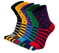 Hellomamma Toe Socks Mens Five Finger Striped Sock Running Athletic Cotton Ankle Sox 5 Pairs, Multicoloured 1, 9-13 UK