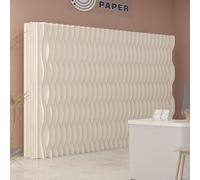 HELLOPAPO Room screen Divider free standingPrivacy Screen - Foldable & Free-Standing Kraft Paper, Transformable for Offices, Living Rooms (White, H1.8m*L5m)