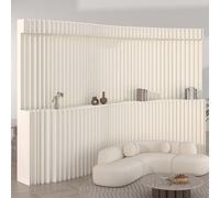 HELLOpoper Foldable Display room divider Screen with Shelves,Kraft Paper, No Assembly Required - Ideal for Offices, Living Rooms (White, H2m*L2m)
