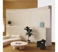 HELLOpoper Foldable Display room divider Screen with Shelves,Kraft Paper, No Assembly Required - Ideal for Offices, Living Rooms (White, H1.8m*L5m)