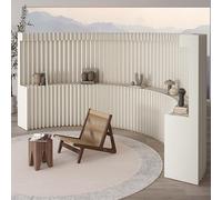 HELLOpoper Foldable Display room divider Screen with Shelves,Kraft Paper, No Assembly Required - Ideal for Offices, Living Rooms (White, H1.8m*L3m)