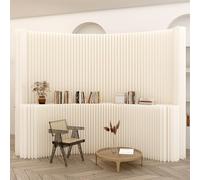 HELLOpoper Foldable Room Divider with Shelf, Multifunctional Partition Wall, Kraft Paper, No Assembly Required - Ideal for Offices, Living Rooms, Bedrooms (White, H2m*L5m)