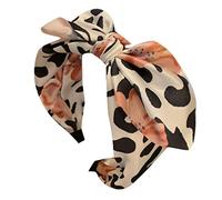 HELLORSO 90s Stretchy Headband Bandwidth Headband Women's Accessories Side Headdress Leopard knot Bow Headband (White, One Size)