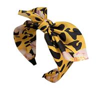 HELLORSO 90s Stretchy Headband Bandwidth Headband Women's Accessories Side Headdress Leopard knot Bow Headband (Yellow, One Size)