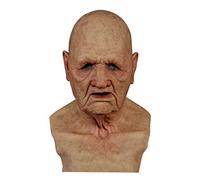 HELLORSO Halloween Mask Realistic Novelty Old Man Creepy Human Latex Scary Mask Cosplay Masquerade Costume Party Prop (A)