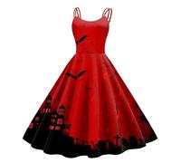 HELLORSOON Bloody Costume for Women, Fancy Dress Halloween Fancy Dress Wicked Witch Costume Adult Women Women's Scary Bloody Zombie Bride Evening Party Prom Cocktail Swing