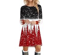 HELLORSOON Christmas Dresses For Women, Xmas Dresses For Women UK Mrs Claus Outfit Plus Size Black Dress Womens Winter Christmas Present Costume Mrs Santa Claus Costume