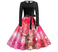 HELLORSOON Christmas Dresses For Women, Xmas Dresses For Women UK Mrs Claus Outfit Woman Christmas Dress Ladies Party Elegant Dress Womens Costume Mrs Santa Claus Costume